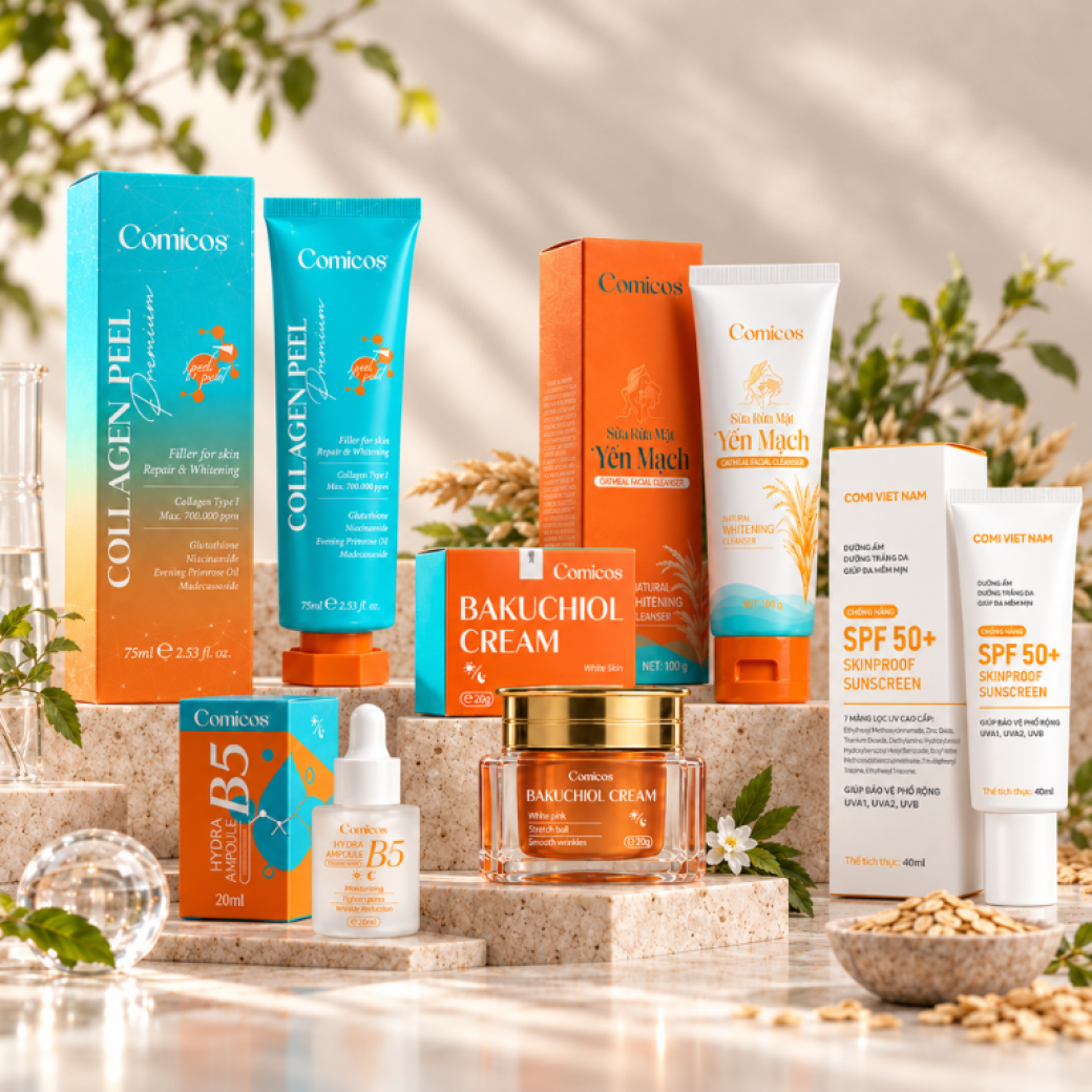 Combo 5 Món (Peel, Serum, Face, Sửa rửa mặt, Chống Nắng 7ml)