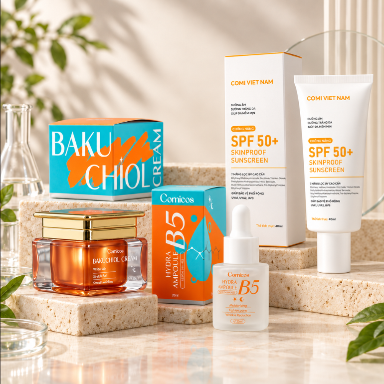 combo Serum, Face, Kem Chống Nắng 7ml